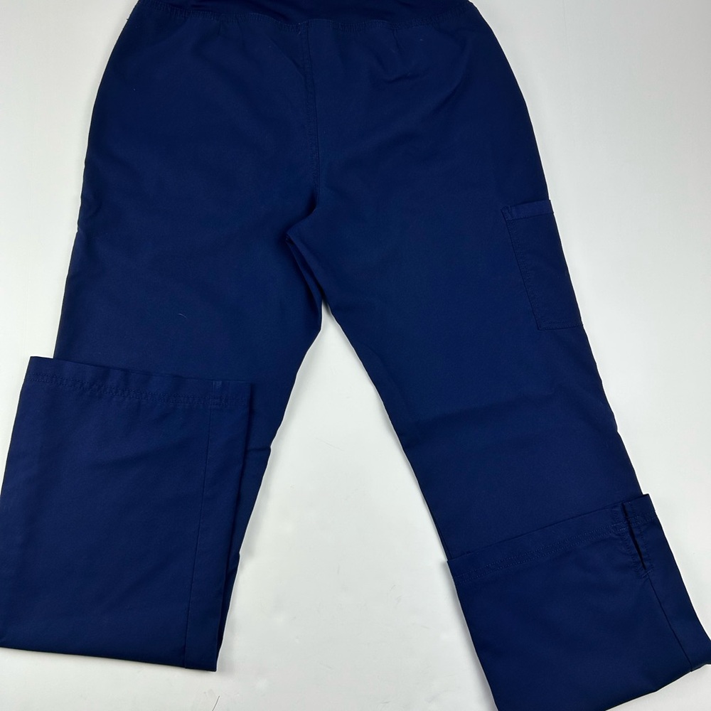 Landau Deep Blue Scrub Lime Accent Wrinkle & Fade Resistant Scrub Set Sz SM - Picture 7 of 8